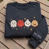 Custom Halloween Dumpling Sweatshirt, Cute Spooky Dim Sum Embroidered Sleeve Crewneck