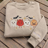 Custom Halloween Dumpling Sweatshirt, Cute Spooky Dim Sum Embroidered Sleeve Crewneck