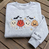 Custom Halloween Dumpling Sweatshirt, Cute Spooky Dim Sum Embroidered Sleeve Crewneck
