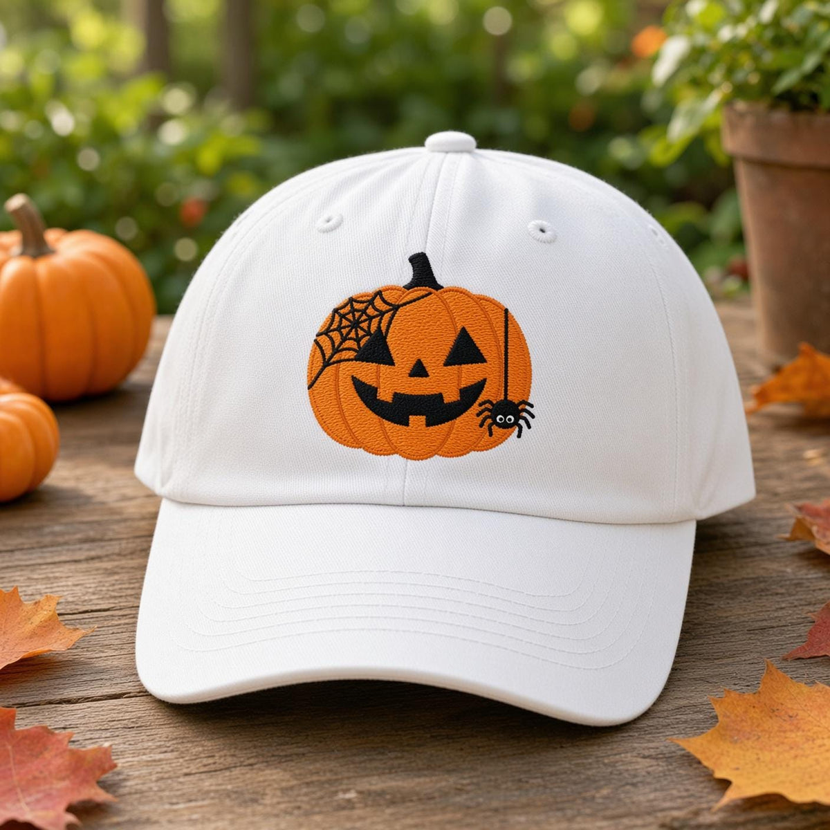Custom Halloween Pumpkin Embroidered Hat, Witch Cat Mummy Bat Dad Hat, Vintage Washed Baseball Cap, Personalized Spooky Fall Costume Gifts