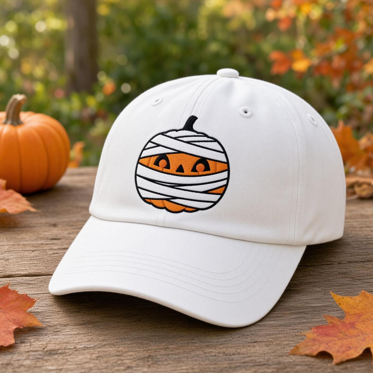 Custom Halloween Pumpkin Embroidered Hat, Witch Cat Mummy Bat Dad Hat, Vintage Washed Baseball Cap, Personalized Spooky Fall Costume Gifts