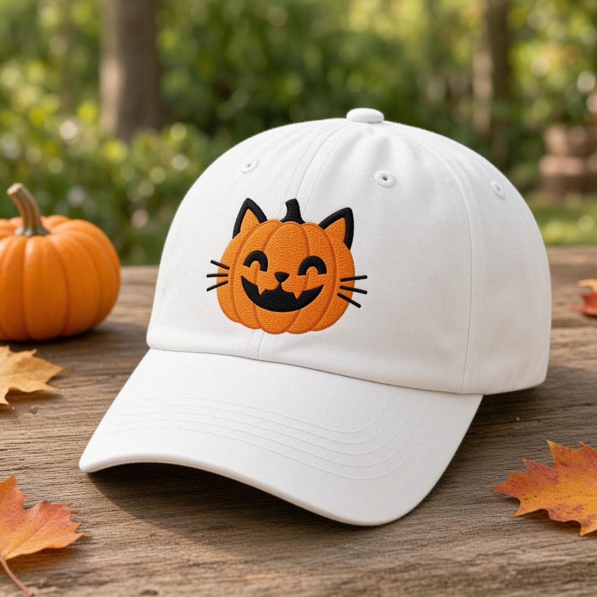 Custom Halloween Pumpkin Embroidered Hat, Witch Cat Mummy Bat Dad Hat, Vintage Washed Baseball Cap, Personalized Spooky Fall Costume Gifts