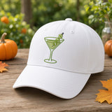Custom Halloween Martini Embroidered Hat, Spooky Cocktail White Dad Hat, Cute Fall Drink Baseball Cap, Bachelorette Girls Trip Party Gift