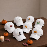 Personalized Halloween Icons Embroidered Hat, Custom Name Pink Fall Baseball Cap
