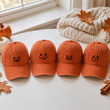 Jack O Lantern Face Embroidered Hat, Cute Halloween Pumpkin Baseball Cap, Fall Party Gift