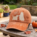 Embroidered Ghost Dog Hat, Boo-p Halloween Baseball Cap