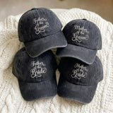 Embroidered Father of the Bride Hat, Mother of the Bride Cap, Father Mother of the Groom Hat, Custom Wedding Baseball Cap, Washed Hat