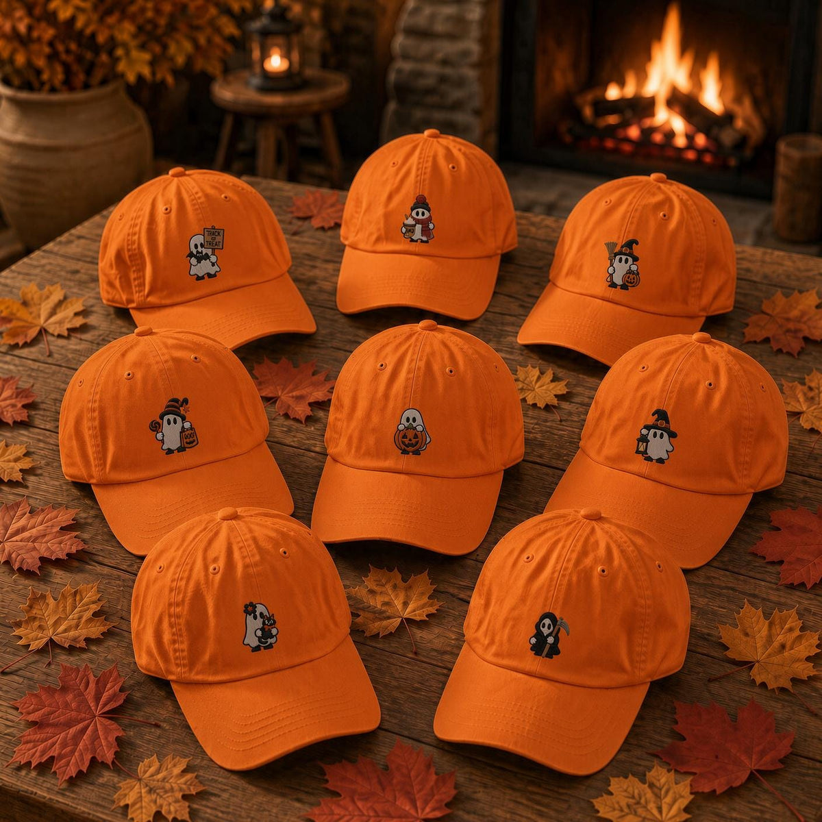 Cute Ghost Pumpkin Embroidered Hat, Halloween Baseball Cap, Matching Spooky Party Gift