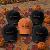 The Bride And The Coven Bachelorette Group Embroidered Hat, Til Death Do Us Party Halloween Favors, Gothic Bride Cap, Skeleton Accessory