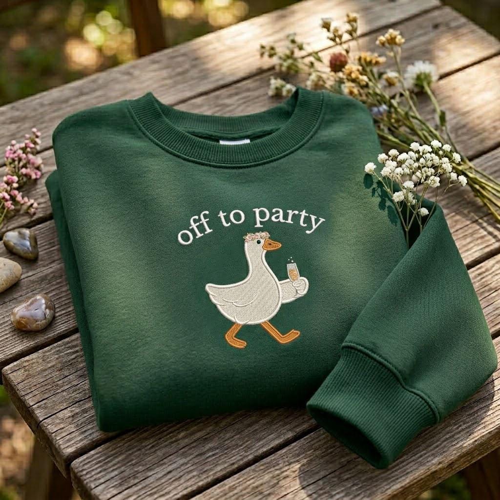 Custom Off To Get Married Duck Sweatshirt, Bachelorette Goose Bridal Party Crewneck