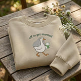Custom Off To Get Married Duck Sweatshirt, Bachelorette Goose Bridal Party Crewneck