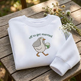 Custom Off To Get Married Duck Sweatshirt, Bachelorette Goose Bridal Party Crewneck