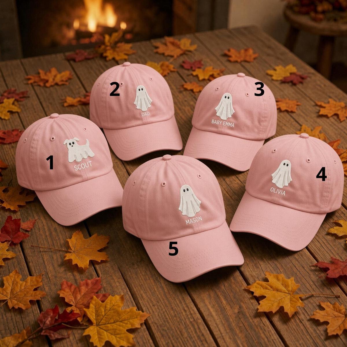 Personalized Ghost Family Embroidered Hat, Custom Matching Halloween Baseball Cap, Family Gift