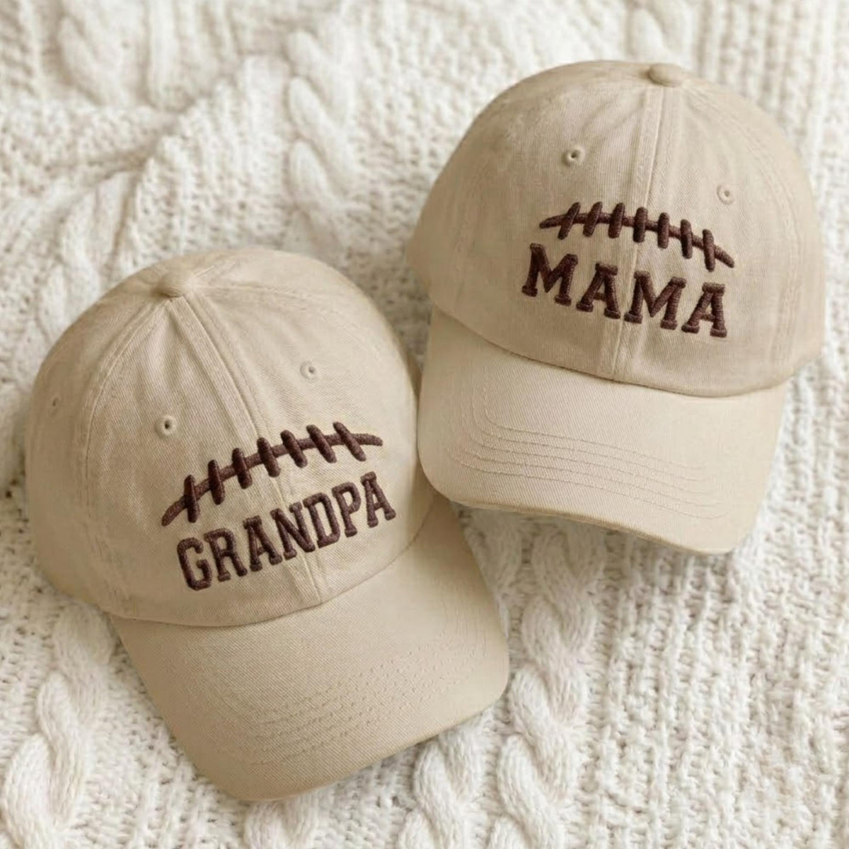 Embroidered Football Mama Hat, Custom Football Grandpa Baseball Cap, Game Day Sports Mom Hat, Matching Family Game Day Hats, Football Gift