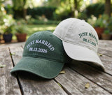Custom Just Married Embroidered Hat - Wedding Date & Honeymoon Couple Cap