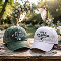 Custom Just Married Bachelorette Embroidered Hat - Bridal Honeymoon Cap