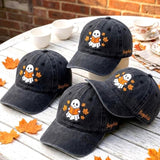 Custom Reading Ghost Embroidered Hat - Halloween Book Lover Baseball Cap