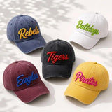 Custom 3D Puff Letter Embroidered Dad Cap, Personalized Team Mascot Baseball Hat, School Spirit Headwear, Varsity Sports Gift