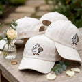 Custom Name Bride Goose Embroidered Hat, Duck Bride White Dad Hat, Personalized Wedding Date Baseball Cap, Bachelorette Party Bridal Gift