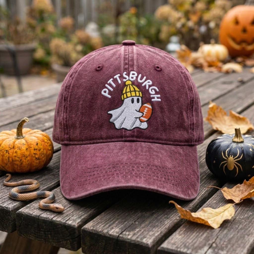 Pittsburgh Football Ghost Embroidered Baseball Cap