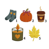 Cozy Fall Icons Embroidered Hat, Pumpkin Coffee Candle Socks Baseball Cap, Autumn Gift