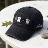 Custom Halloween Dental Embroidered Hat - Personalized Spooky Tooth Baseball Cap