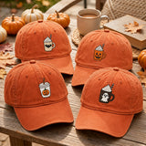 Pumpkin Coffee Cup Embroidered Hat, Cozy Autumn Baseball Cap, Fall Drink Lover Gift