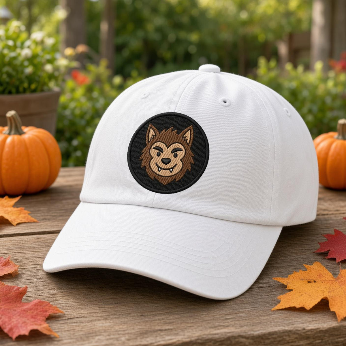 Custom Halloween Patch Embroidered Hat, Cute Spooky Season White Dad Hat, Black Cat Skull Witch Bat Baseball Cap, Autumn Fall Gift