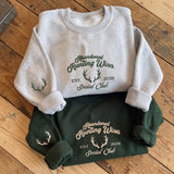 Abandoned Hunting Wives Social Club Sweatshirt, Antler Sleeve Embroidered Crewneck