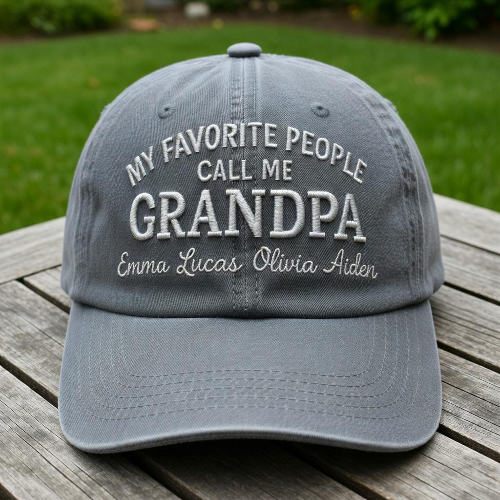 Personalized Grandpa Embroidered Hat, Custom Grandkids Names Dad Hat, Gift for Grandfather