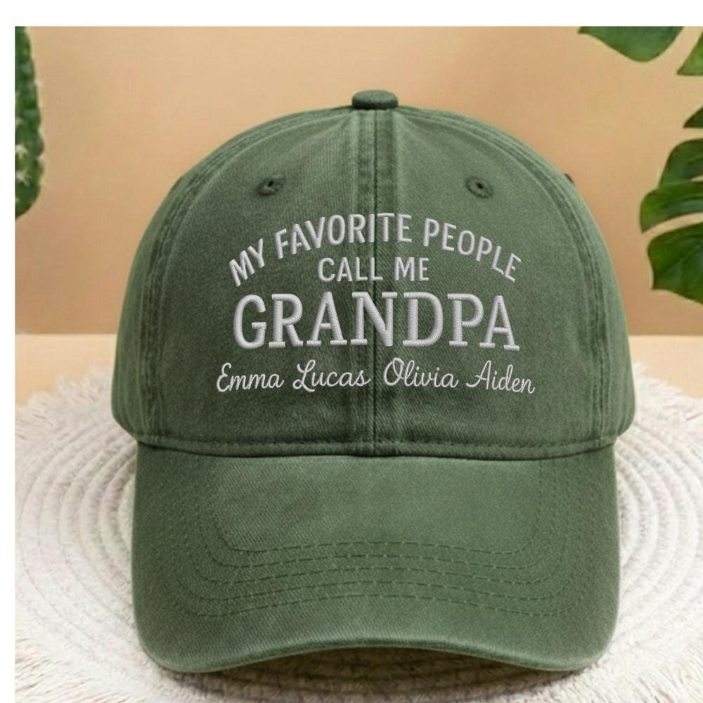 Personalized Grandpa Embroidered Hat, Custom Grandkids Names Dad Hat, Gift for Grandfather