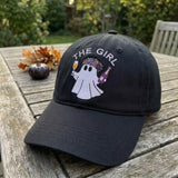 Custom The Bride Brides Babe Ghost Hat, Halloween Bachelorette Embroidered Dad Hat, Champagne Spooky Season Cap, Bridal Party Squad Gift