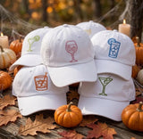Custom Embroidered Cocktail Hat, Minimalist Drink Outline Dad Hat, Espresso Martini Margarita White Baseball Cap, Bachelorette Party Gift