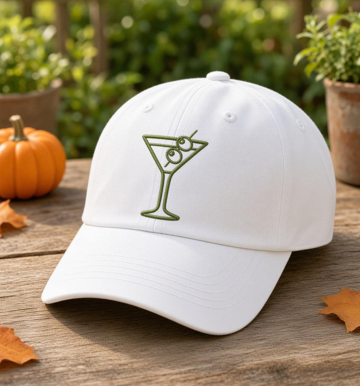 Custom Embroidered Cocktail Hat, Minimalist Drink Outline Dad Hat, Espresso Martini Margarita White Baseball Cap, Bachelorette Party Gift