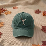 Custom Embroidered Autumn Martini Hat, Fall Cocktail Hat, Halloween Drink Hat, Thanksgiving Hat, Fall Embroidered Cap, Spooky Season Hat