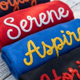 Personalized Chunky Yarn Letter Sweatshirt, Custom Chain Stitch Embroidered Gift
