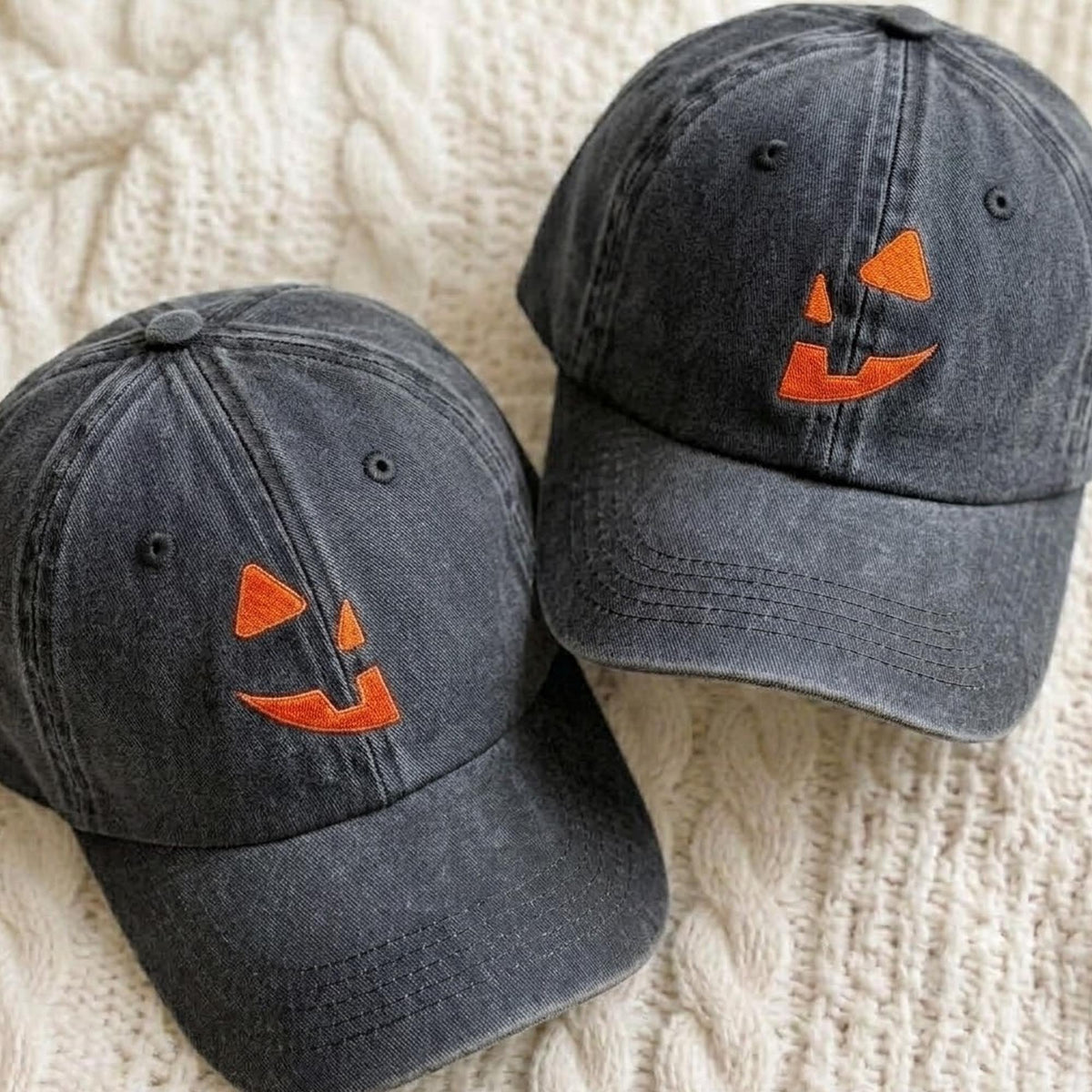 Jack O Lantern Embroidered Hat, Pumpkin Face Halloween Hat, Halloween Pumpkin Cap, Spooky Matching Couple Hat, Jack O Lantern Gift, Fall Hat