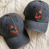 Jack O Lantern Embroidered Hat, Pumpkin Face Halloween Hat, Halloween Pumpkin Cap, Spooky Matching Couple Hat, Jack O Lantern Gift, Fall Hat
