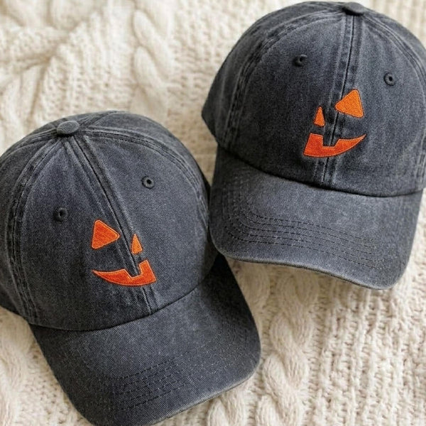 Jack O Lantern Embroidered Hat, Pumpkin Face Halloween Hat, Halloween Pumpkin Cap, Spooky Matching Couple Hat, Jack O Lantern Gift, Fall Hat