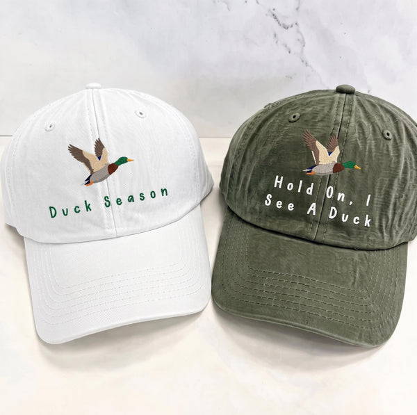 Funny Duck Hunting Embroidered Hat, Flying Duck Baseball Cap, Outdoor Hunter Gift