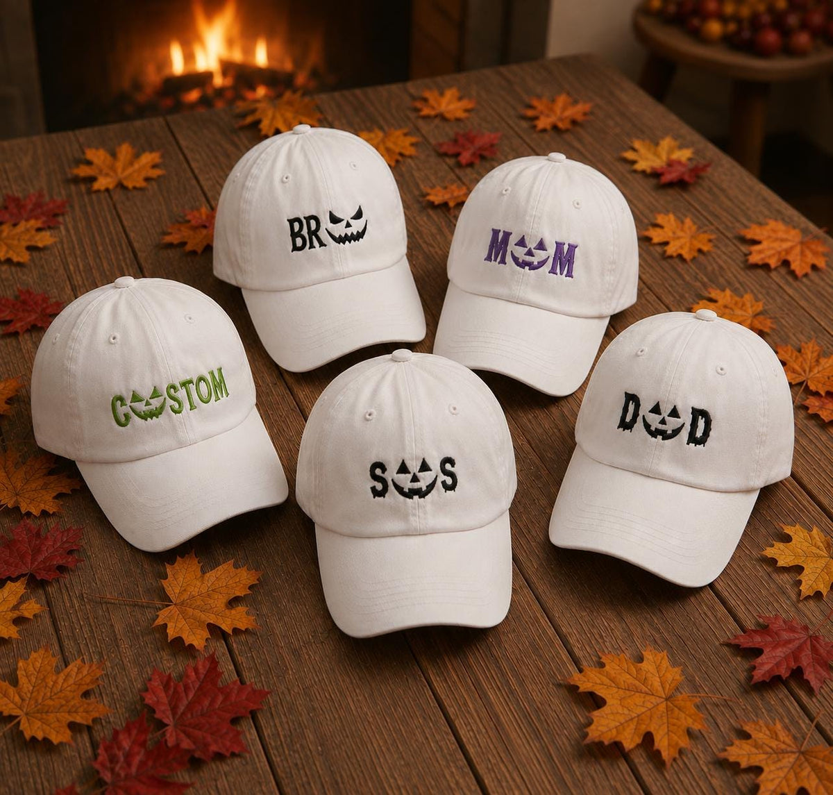 Pumpkin Face Embroidered Halloween Hat, Cute Spooky Baseball Cap, Matching Fall Family Gift
