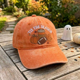 Tis the Season Embroidered Hat, Autumn Football Pumpkin Dad Cap