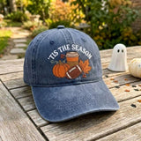 Tis the Season Embroidered Hat, Autumn Football Pumpkin Dad Cap