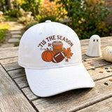 Tis the Season Embroidered Hat, Autumn Football Pumpkin Dad Cap
