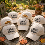 Custom Embroidered Halloween Hat, Personalized Wife Ghost Bat Hat, Gothic Spooky Season Hat, Custom Name Halloween Cap