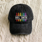 Personalized Embroidered Teacher Hat, Custom Name Back to School Cap
