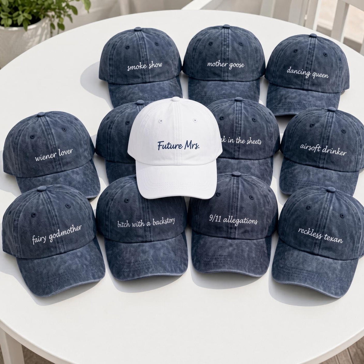 Custom Future Mrs & Squad Embroidered Hat - Bachelorette Group Party Cap