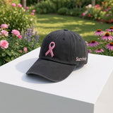 Custom Breast Cancer Fighter Embroidered Hat, Multi Color Pink Ribbon Cap, Cancer Support Group Gift, Hope & Courage Hat