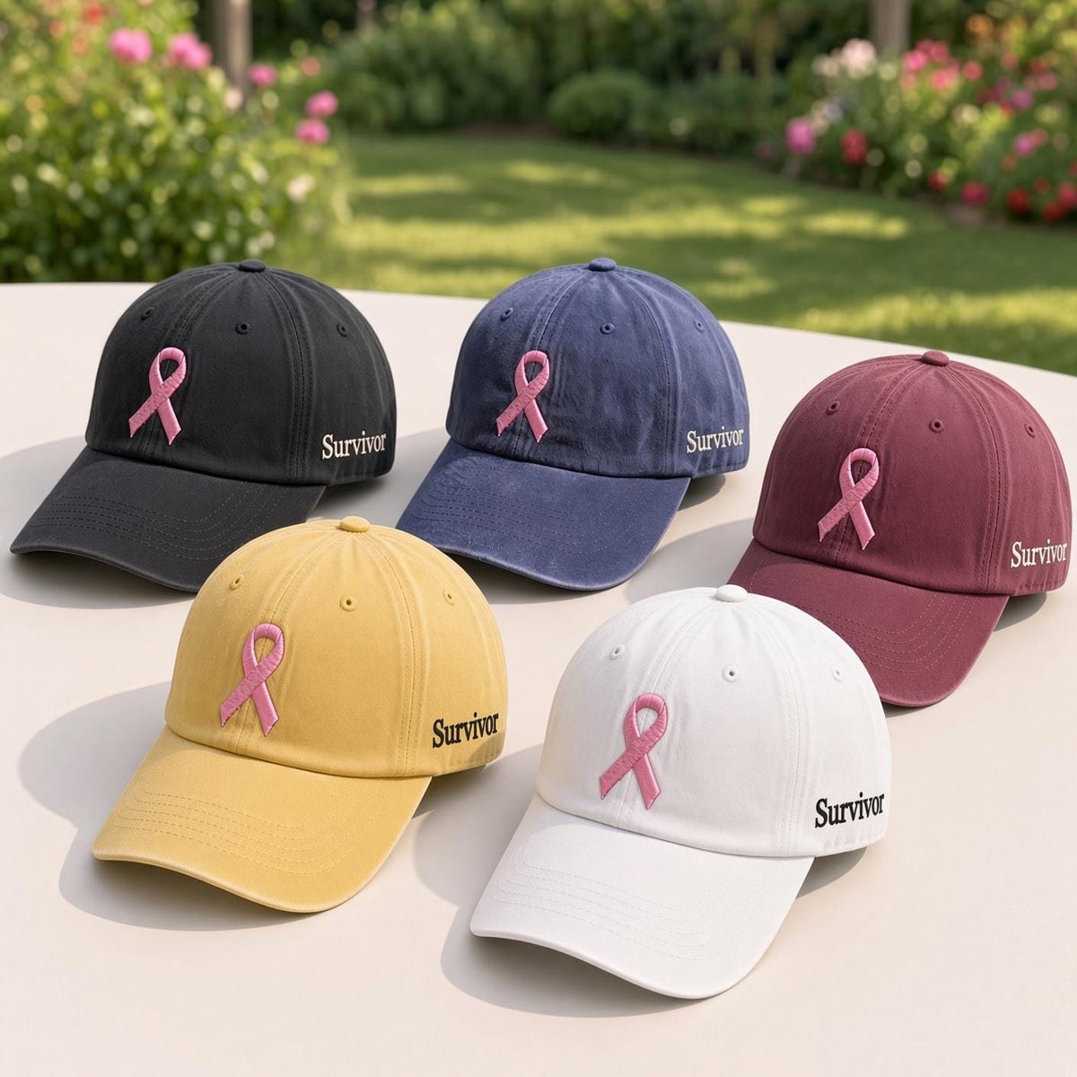 Custom Breast Cancer Fighter Embroidered Hat, Multi Color Pink Ribbon Cap, Cancer Support Group Gift, Hope & Courage Hat
