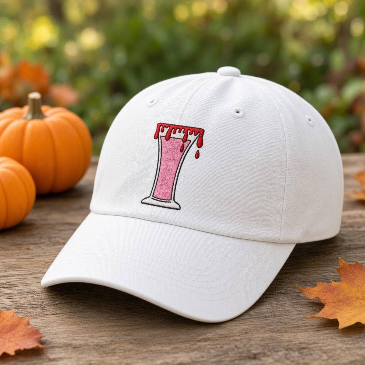 Custom Spooky Cocktail Embroidered Hat, Halloween Drink White Dad Hat, Witch Brew Martini Potion Baseball Cap, Bachelorette Fall Season Gift
